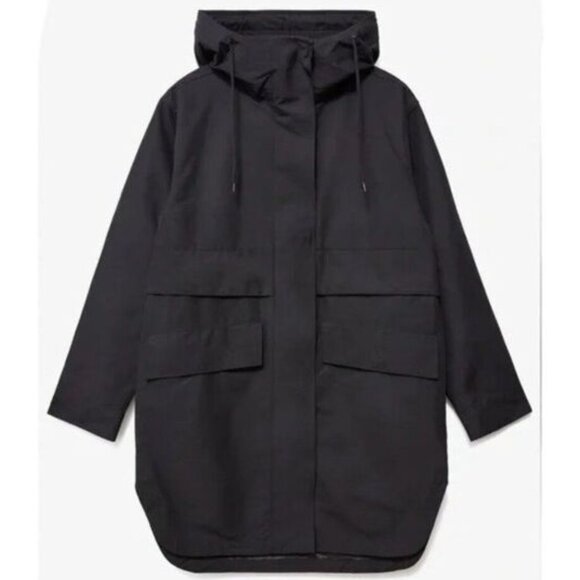Everlane The Renew Anorak High Low Hem Water Repellant Jacket Black S - Picture 1 of 11